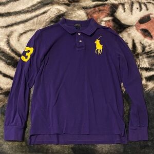 Polo by Ralph Lauren Purple Long Sleeve Polo with Yellow Accents